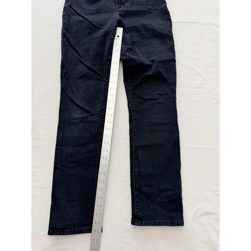NYDJ Sheri Slim Straight Jeans Womens 10 Blue Dark Wash Mid Rise 32x28.5 Denim